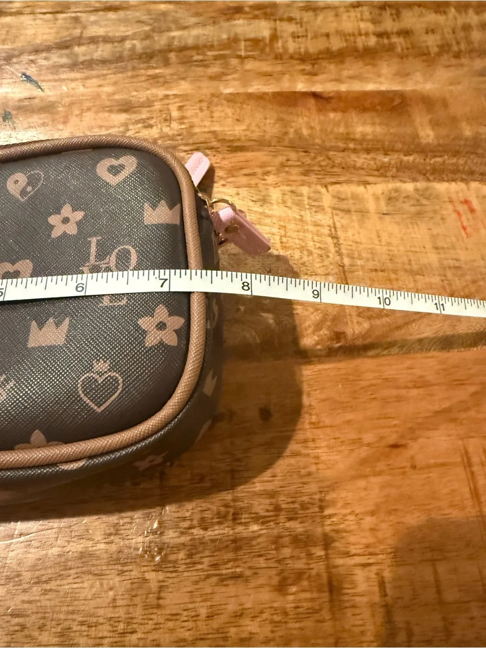 Love Heart Monogram Print Crossbody Bag